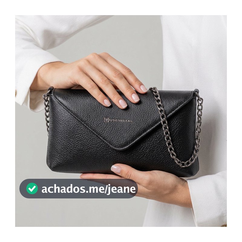 Bolsa Feminina Envelope Vittal Eloá em Couro Legítimo Caramelo com Alça Corrente e Fecho Magnético