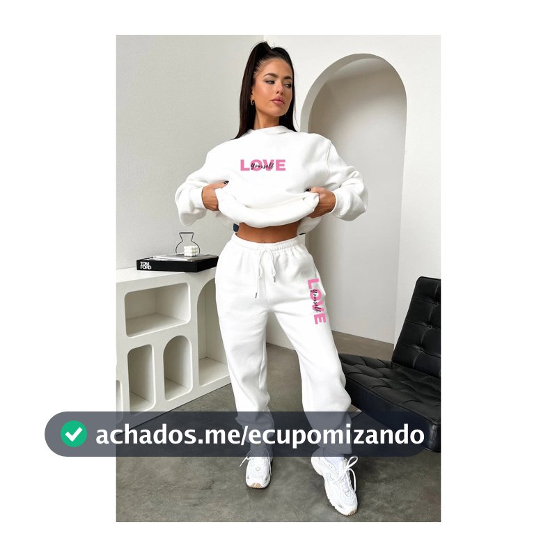 Conjunto Moletom de frio Feminino Love Youserlf 2 peças Lançamento