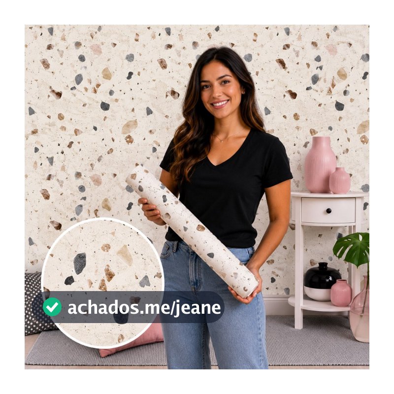 Papel de Parede Lavável Vinil Autocolante Granilite Bareine para Sala