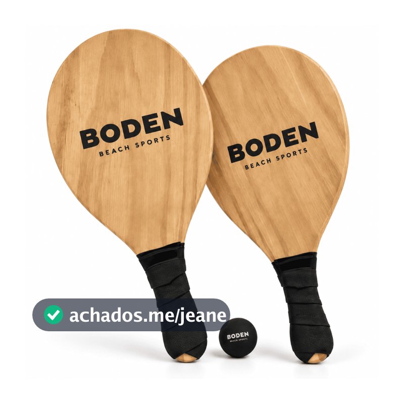Kit Frescobol 2 Raquetes Madeira + Bola Praia Família
