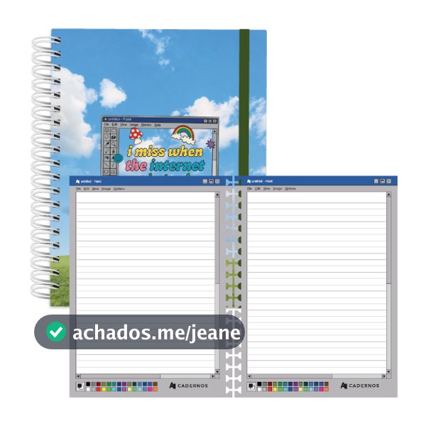 Caderno C/ Folhas Decoradas Nostalgia Internet Reposicionável 80Fls 90g/m² Tamanho Colegial