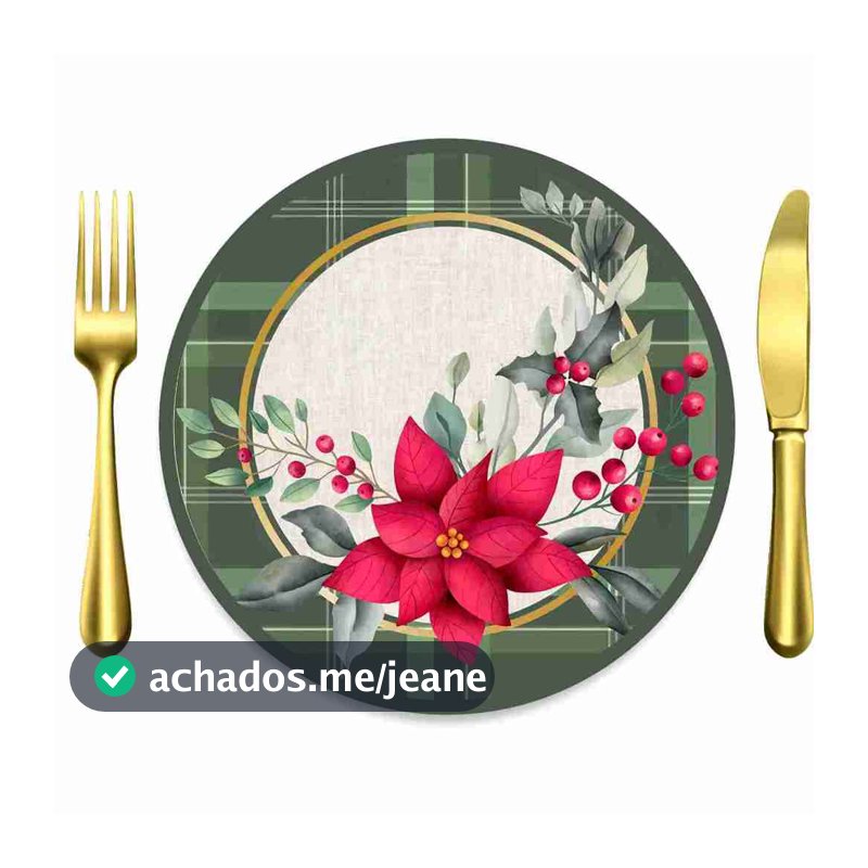 Kit 8 UND Capa Sousplat NATAL/Páscoa/Festa Junina Tecido Sublimado 35cm - 8 Peças Mesa Posta Natal