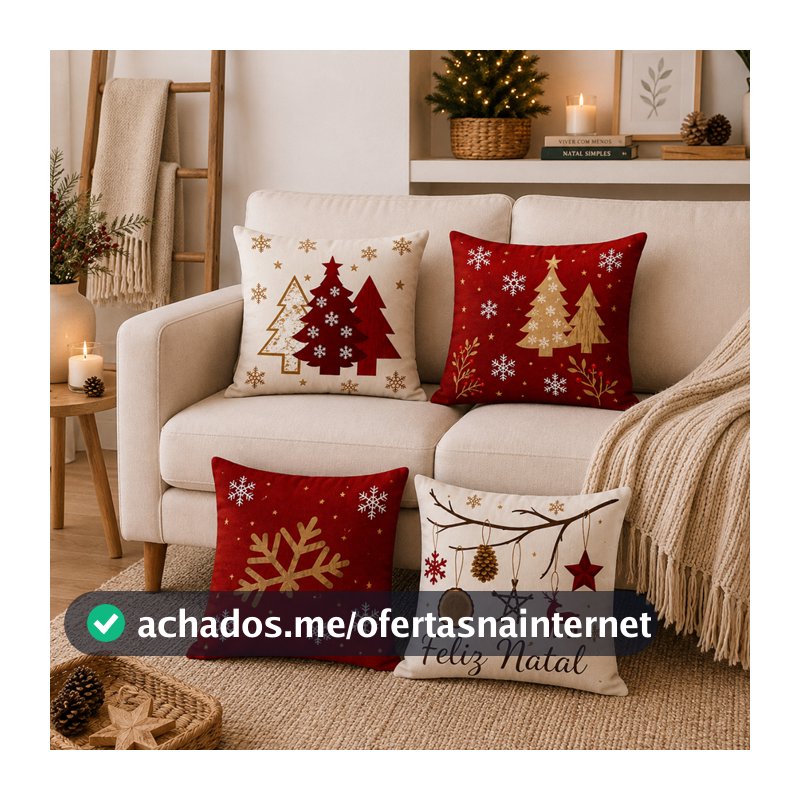 Kit 4 Capas de Almofadas De Natal 45x45 - Natalinas 002