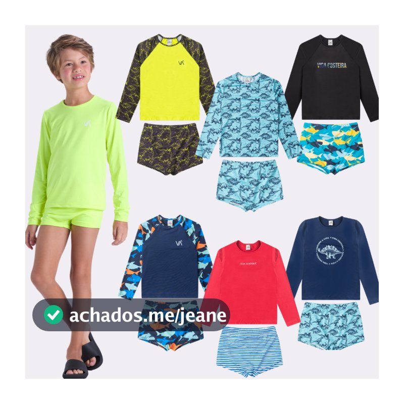 Kit Sortido 6 Peças de Roupas Infantis Menino Moda Praia- 3 Camisas + 3 Sungas