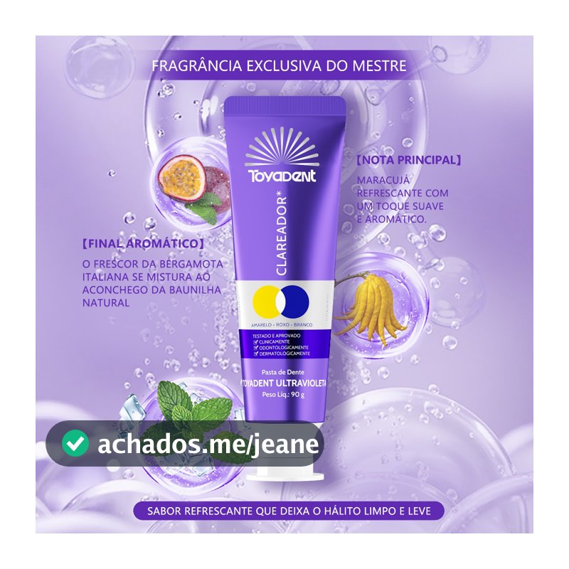 Pasta de dente TOYADENT | Flúor roxo do reparo da partícula 0.11% mudança de cor da espuma 90g testado pelo profissional