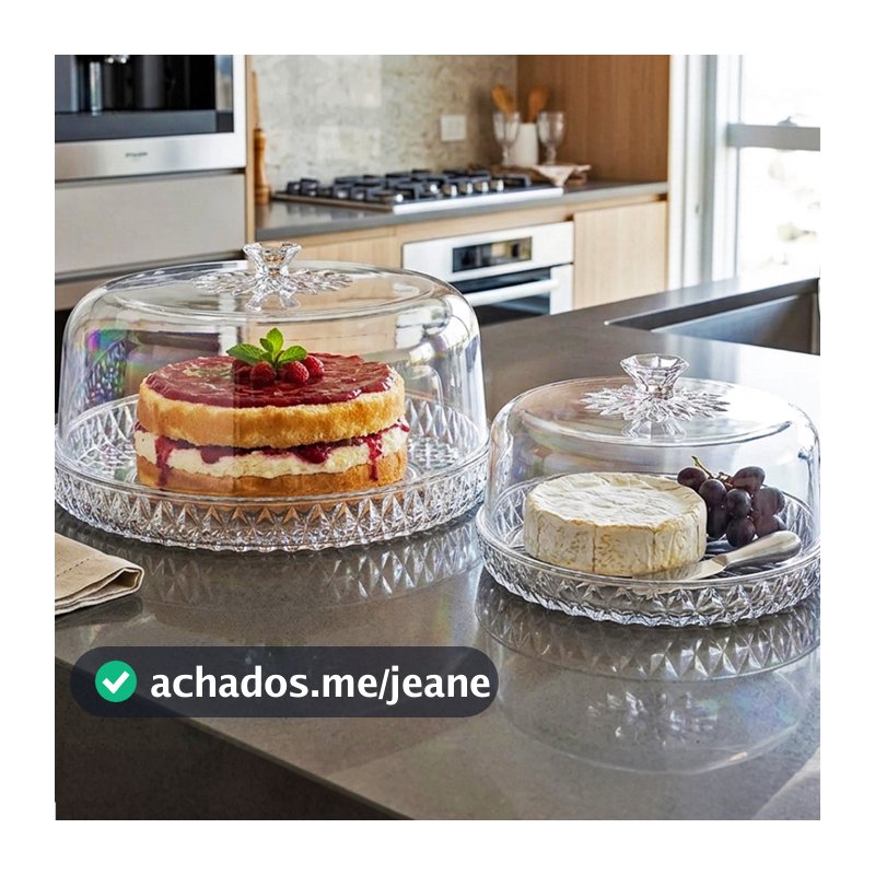Kit Boleira e Queijeira Mesa Posta Glamour Acrílico com Tampa Decoração