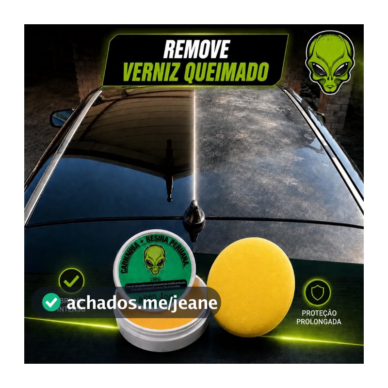 kit Cera Pintura Queimada Revitalizadora Auto Brilho Alien + Aplicador