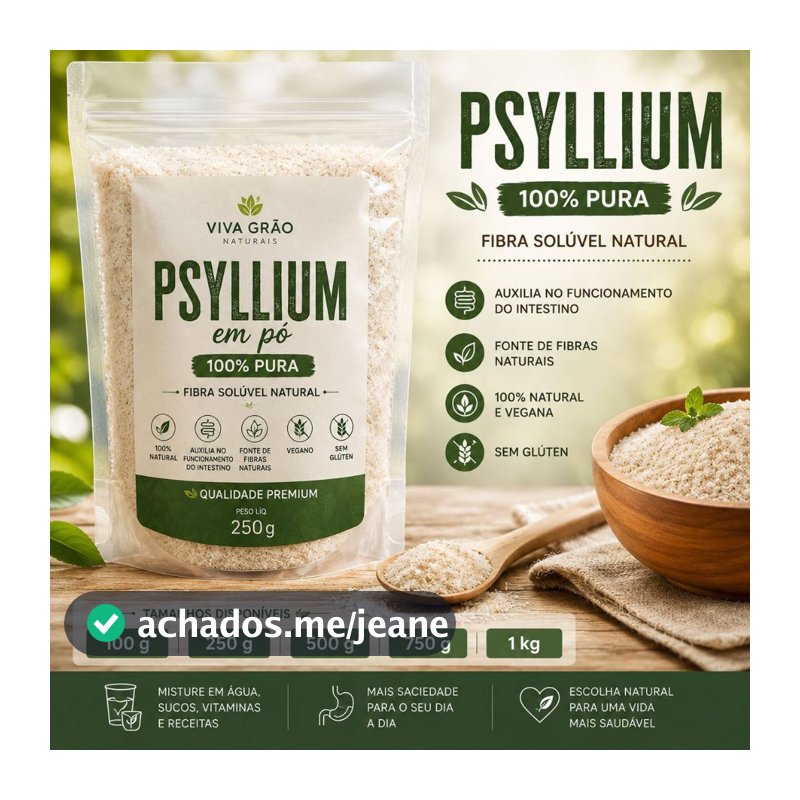 Psyllium 100% Puro Natural Premium Sem Glúten Rico em Fibras Psyllium Husk 100g 250g 500g 1kg
