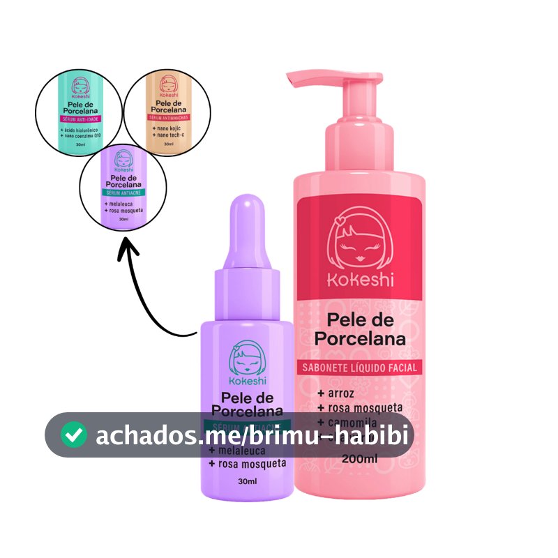 Kit Kokeshi Sabonete Facial Pele de Porcelana Escolha Sérum