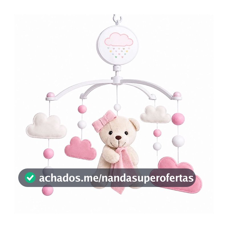 Móbile Músical e Giratório Urso Ursinho Ursinha Naninha Nuvem Menina