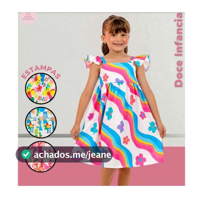 Vestido Infantil Feminino Babados Estampa Exclusiva Conforto