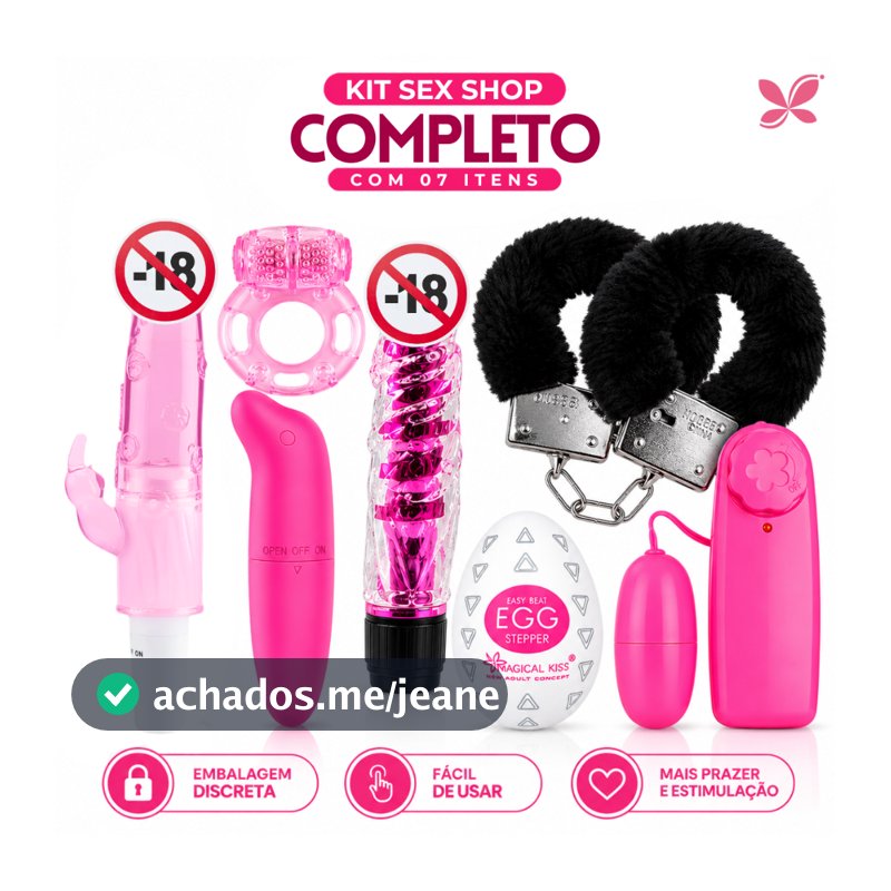 Kit Sex Shop Com Vibrador Feminino, Masturbador Masculino, Anel Peniano, Algema Total de 07 Itens