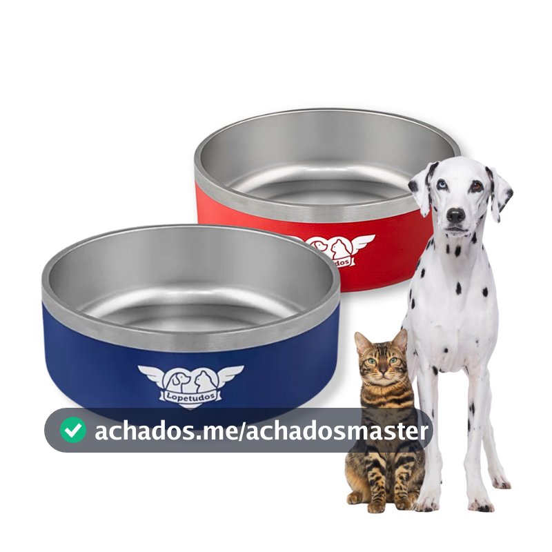Comedouro Cachorro Inox 1,2L Antiderrapante Pote de Ração e Bebedouro para Cachorro e Gato Premium