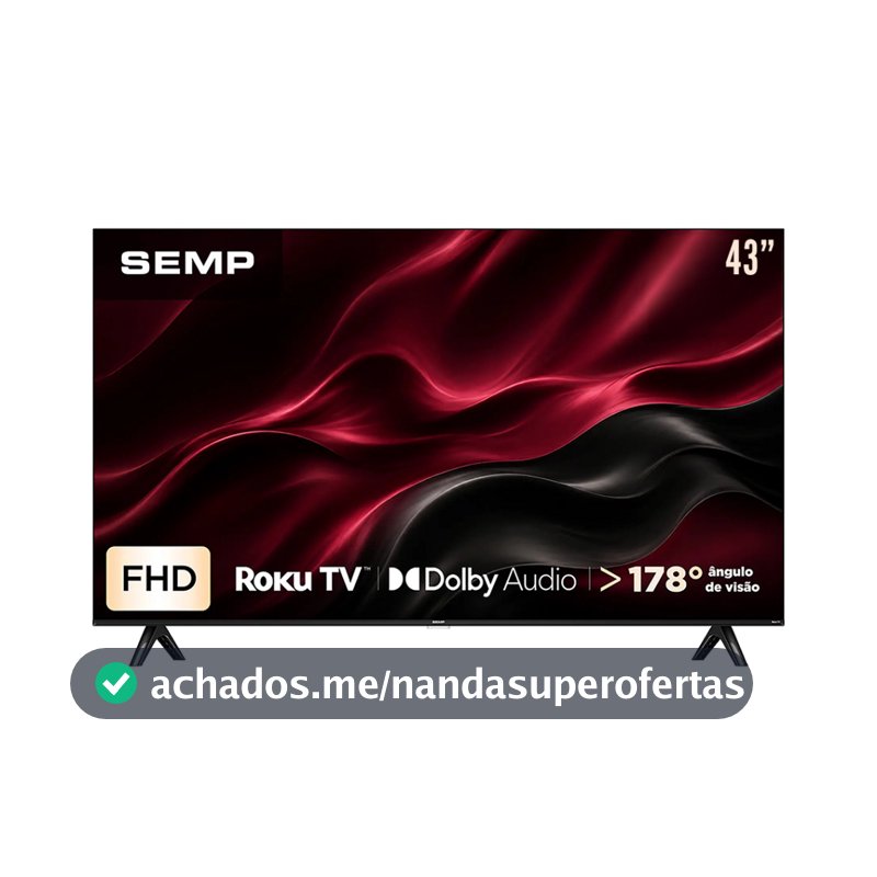Smart TV Semp 43” 43S42R Full HD Roku TV Dolby Audio Wi-Fi