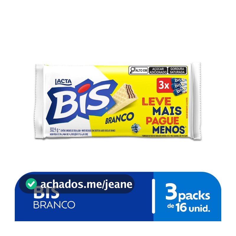 Chocolate Bis Branco Laka 302,4G Tripack 100,8G Cada