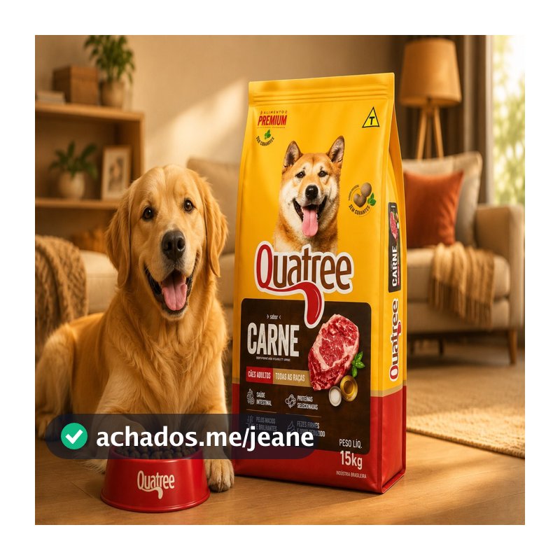 Ração Cachorro Adulto 15kg Quatree Gourmet Todas Raças Sabor Carne
