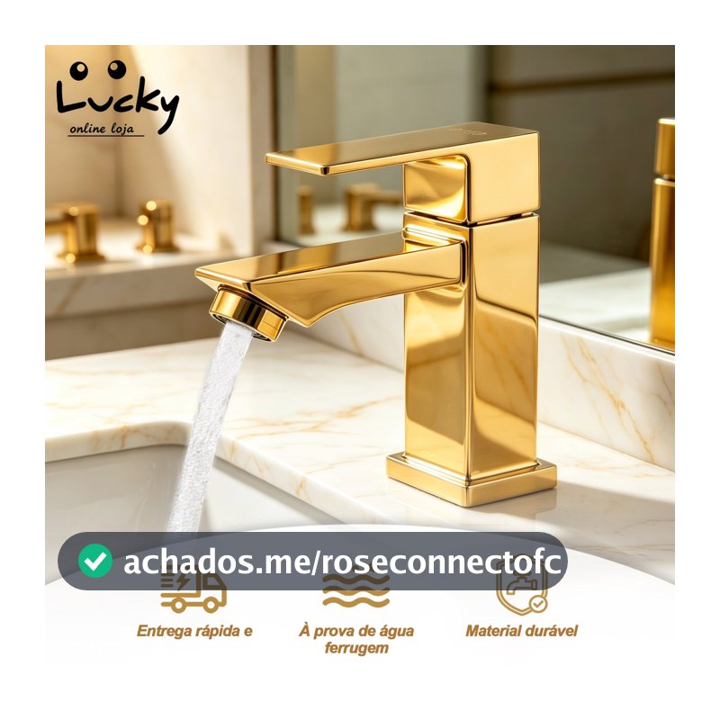 Torneira de banheiro lavabo ou pia Luxo Dourado-100% Sus304 Inox