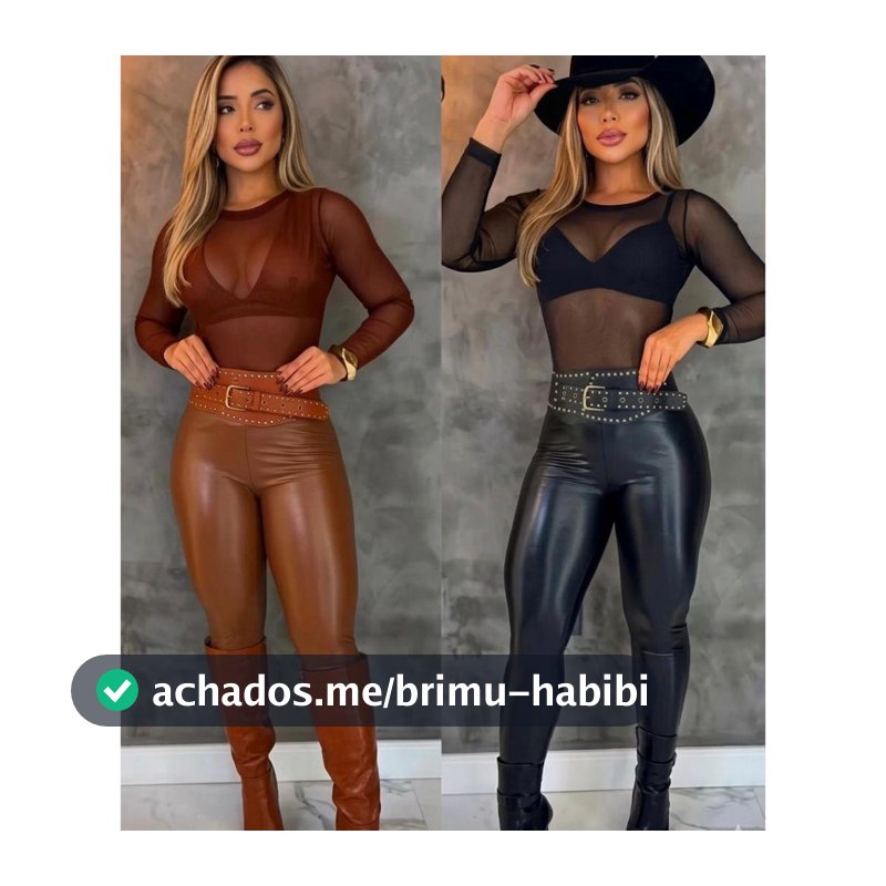 Calça legging cirrê couro fake calça cintura alta