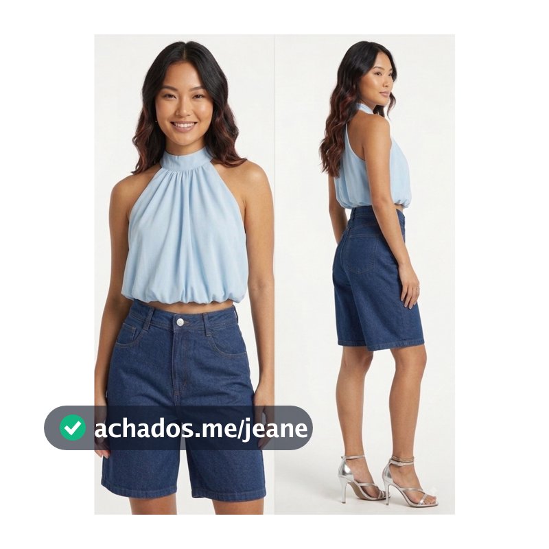 Bermuda Jeans Feminina  Jorts Cintura Alta Casual