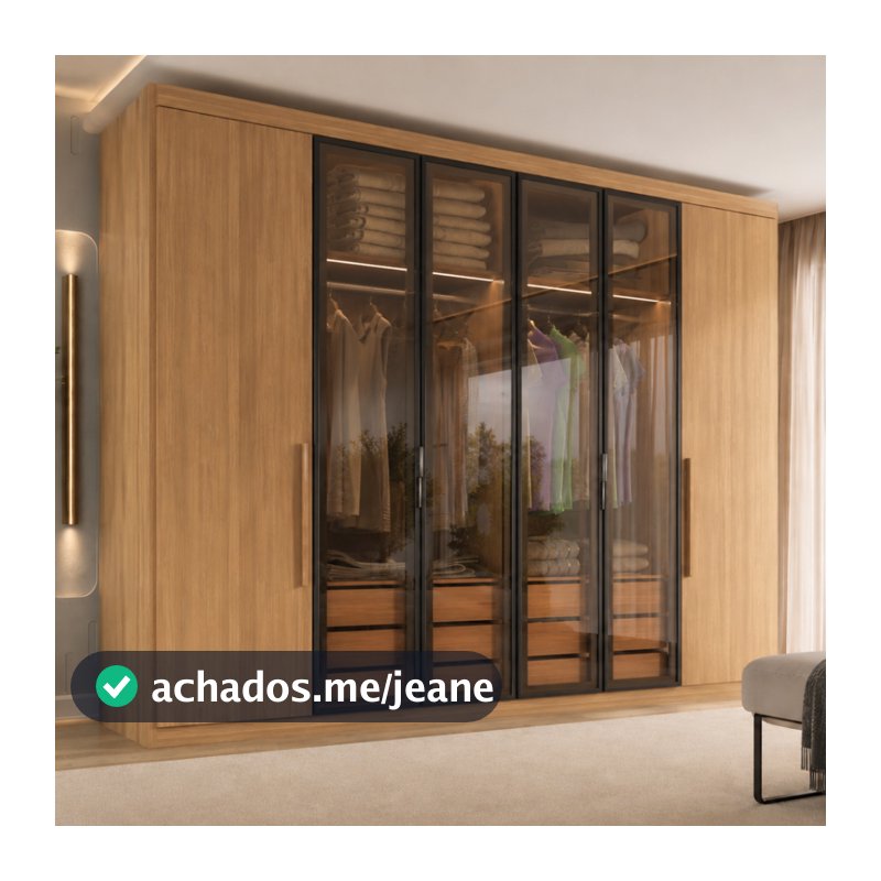 Guarda Roupa Casal Valencia 6 Portas 6 Gavetas C/ Vidro Reflecta