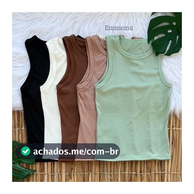 Kit 5 Regata Canelada Feminina Lisa Blusa Básica Camiseta Casual