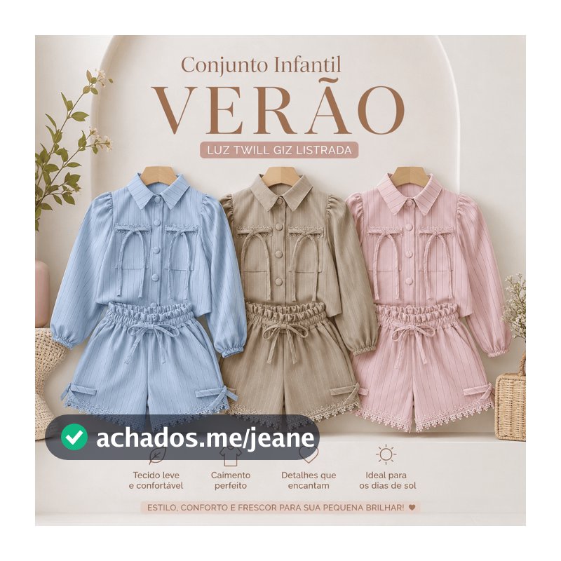 Conjunto Infantil Luiz Twill Giz Listrada Verão