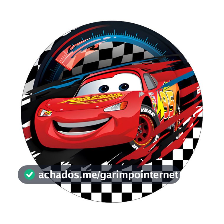 Capa para Painel Redondo Carros McQueen 50x50cm Tecido Sublimado Festa Infantil Aniversário Decoração Premium
