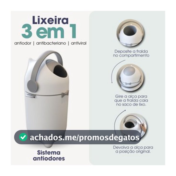 Lixeira Antiodor para quarto do Bebe, Banheiro, fraldas e Pet