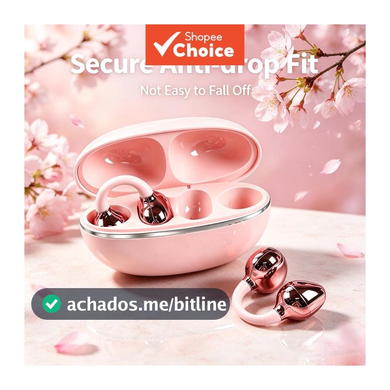 Fones de Ouvido DM08 – Clip de Orelha, Bluetooth, Condução Óssea, Sem Fio, Anticaída, Baixa Latência, Para Esportes,