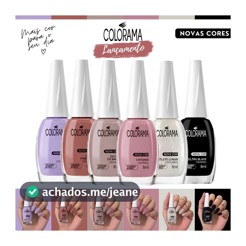 Kit Esmalte Colorama Nova Coleção 2026 Esmalte Promoção Atacado Tons Nude Rosa Rose Lilás