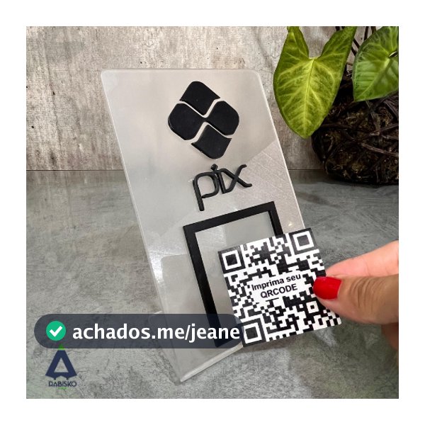 Placa Pix Acrílico para QR Code - Suporte Display de mesa ou balcão