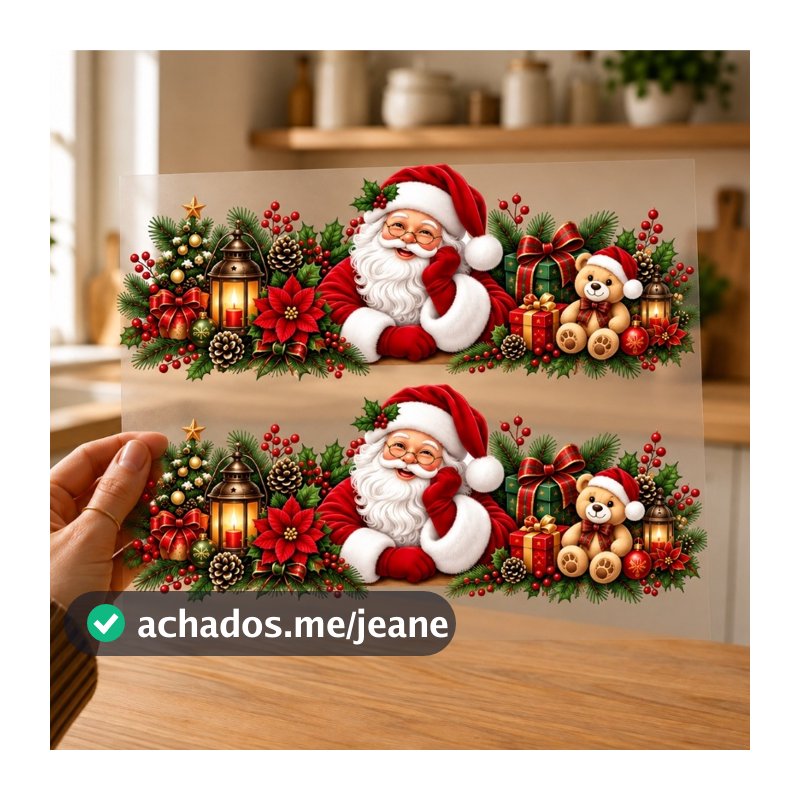 Adesivo Termocolante Natal Tecido Flores Toalha Pano de Prato Louça Decalque Natalino