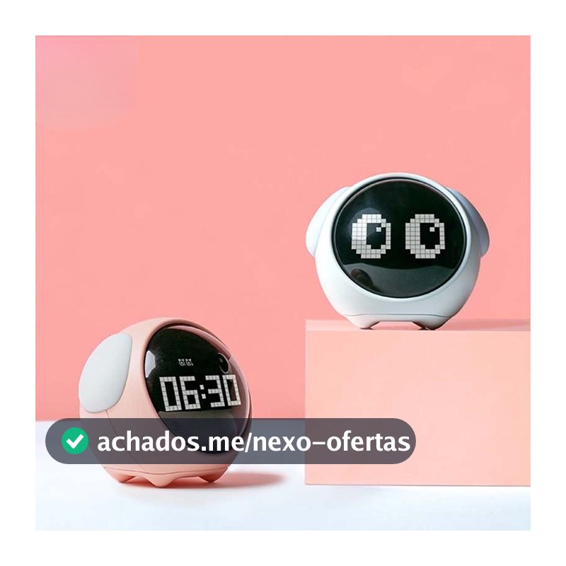 Bonito Expressão Pixel Despertador Multifuncional Digital Led Luz Controlada Por Voz Cabeceira Termômetro Relógio Casa