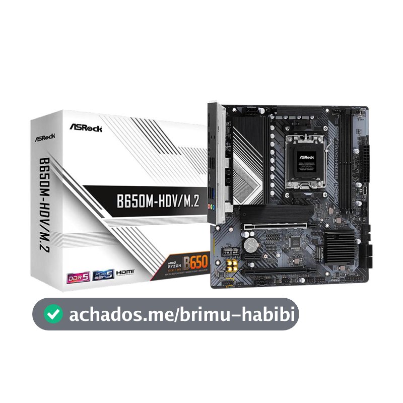 Placa Mãe ASRock B650M-HDV/M.2, Chipset B650, AMD AM5, M-ATX, DDR5, 90-MXBLA0-A0UAYZ