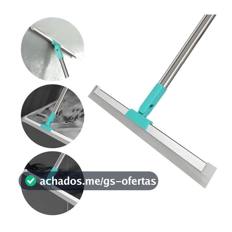 Rodo de Silicone Cabo 100CM/140CM Para Limpeza de Piso Vidros Com Gancho Secos e Molhados Uso Duplo Vassoura Mágica