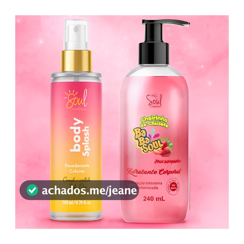 Kit Body Splash Perfume + Hidratante Feminino Perfumado Cheiroso Soul Cosméticos 240ml
