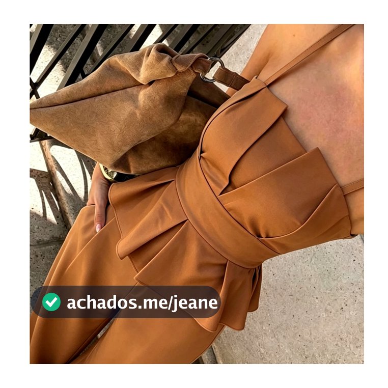 Conjunto Feminino Marrom 2 Peças, Top Alças Modelo Peplum + Calça Pantalona Alfaiataria
