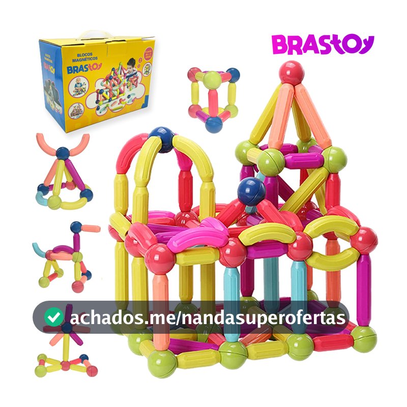 68/128 Pecas Conjunto de ímã Bolas E Varas Magnéticas Brinquedo Para Crianças