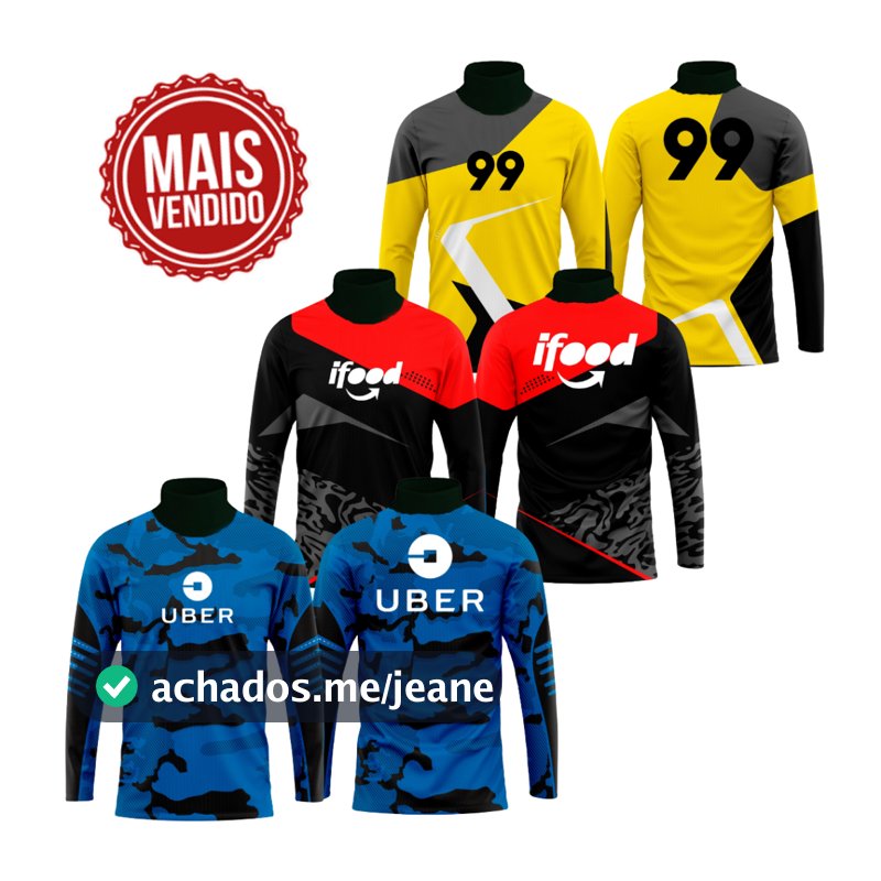 Camisa Moto Uber 99 Pop Ifood Manga Longa Sublimada Gola Alta Ideal para Motoqueiros e Motoristas de Aplicativo