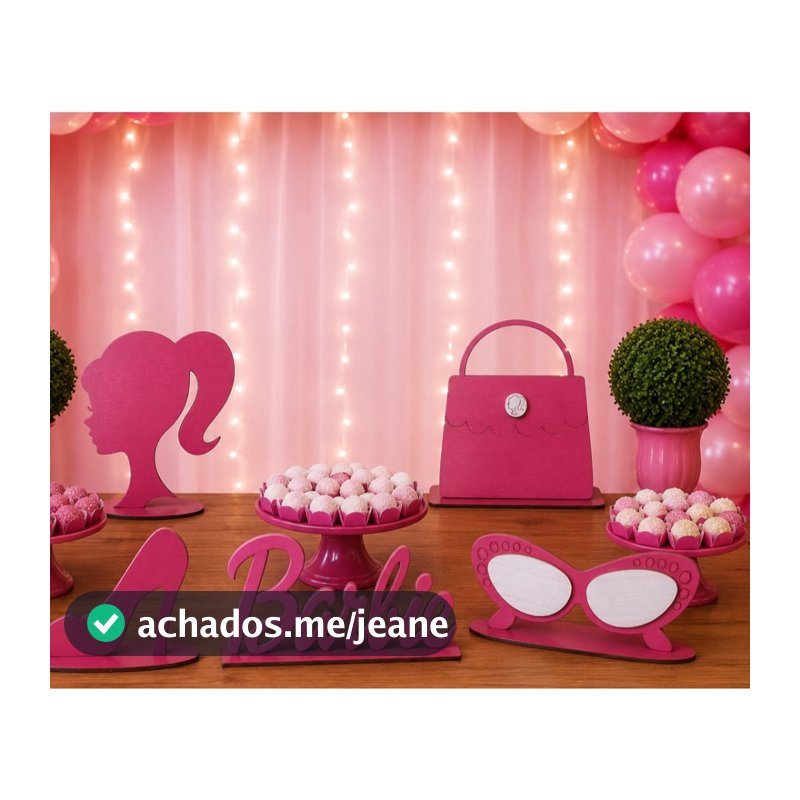 Kit 5 Peças Centro de Mesa Display Personagem Festa Decoração Barbie Aniversário Infantil Adulto