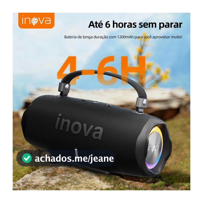 INOVA Caixa de Som Bluetooth Portátil – Bateria de 1200mAh - Potente 10W + Design Compacto