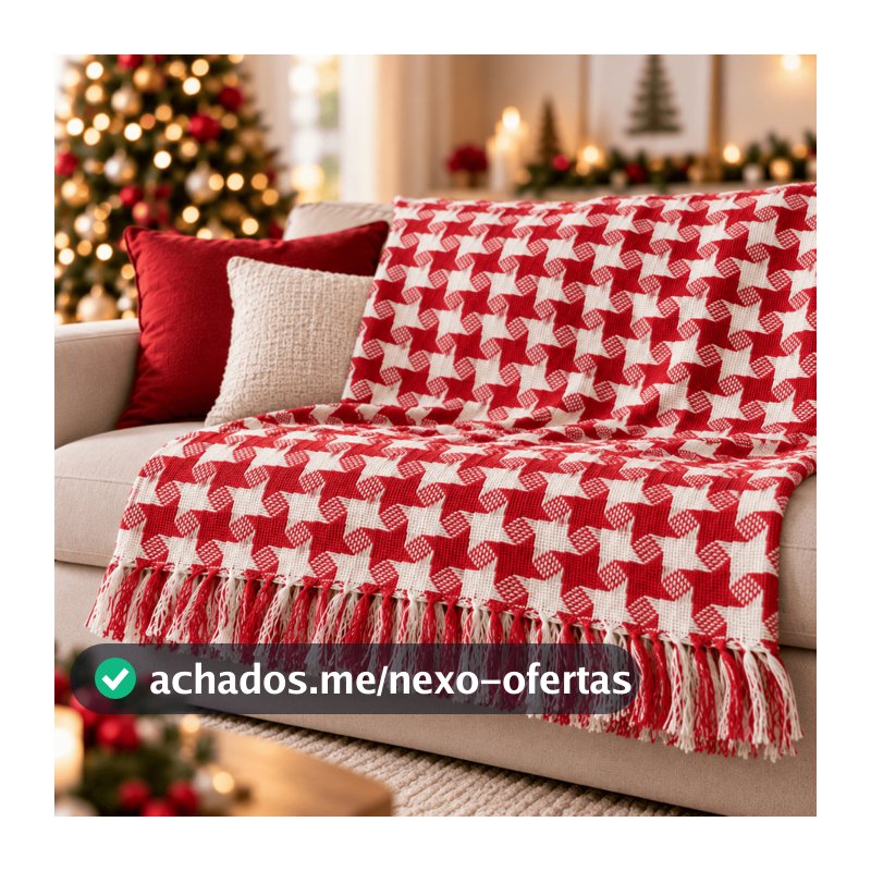 Manta Para Sofá Natal Estrela Gigante 100% Algodão Protetor Decoração Natal