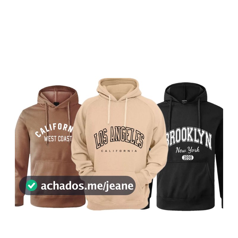 Kit 3 Moletom Canguru Unissex Estampado Blusa de Frio Masculina Tendencia Promoção