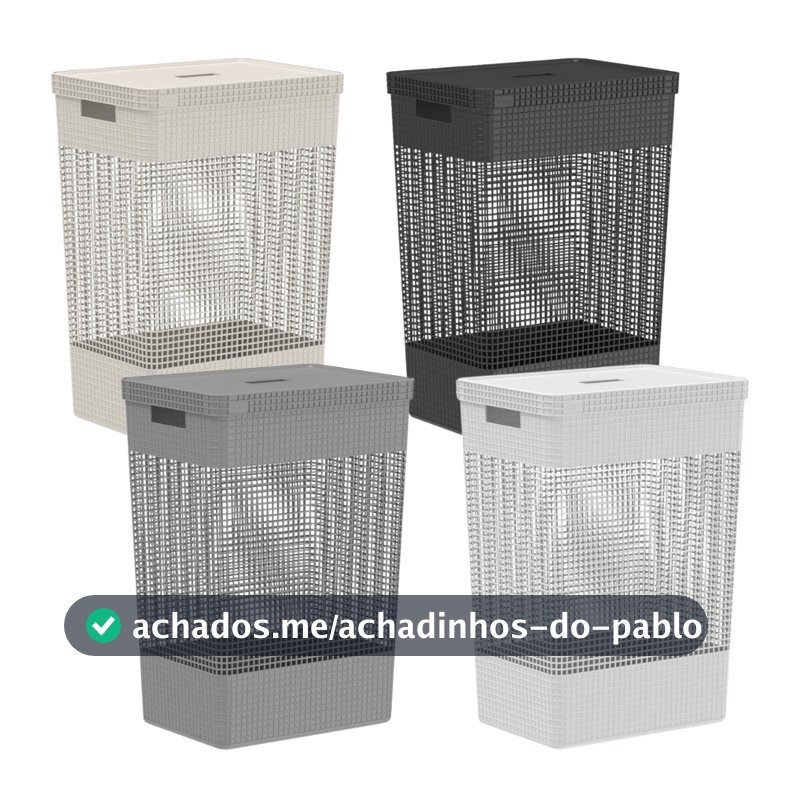 Cesto Roupa Suja Brinquedos Organizador Lavanderia C/ Tampa 49L