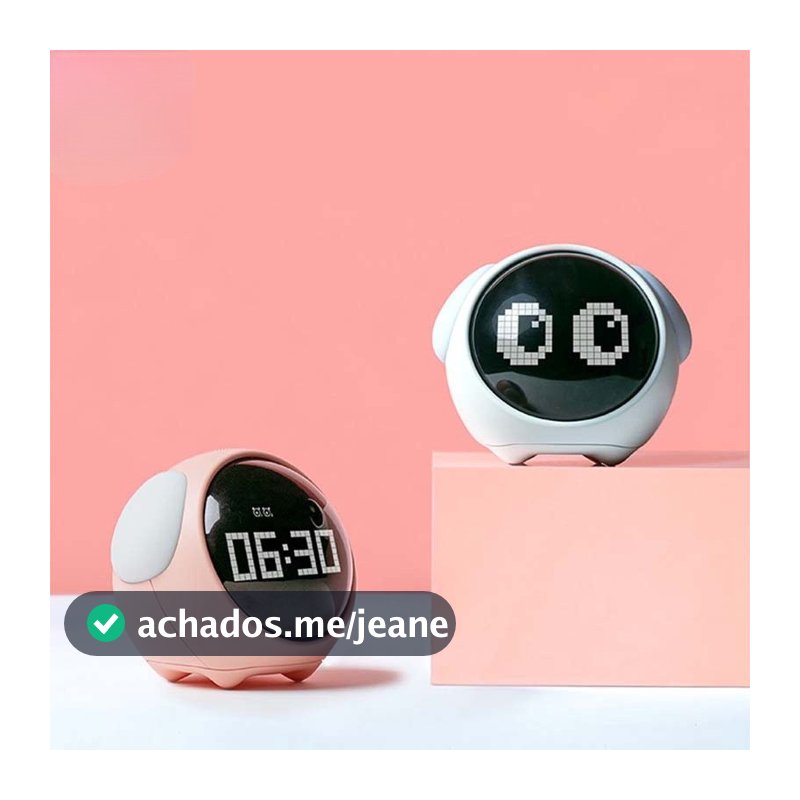 Bonito Expressão Pixel Despertador Multifuncional Digital Led Luz Controlada Por Voz Cabeceira Termômetro Relógio Casa