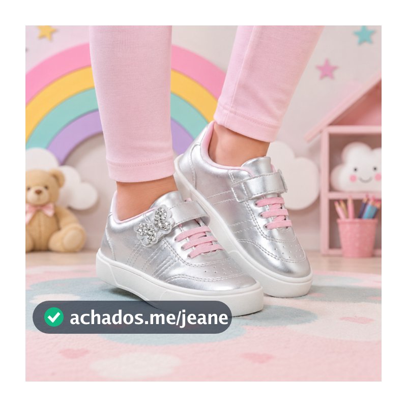 Tênis Infantil Menina Leve com Velcro e Elástico Confortável Antiderrapante Nº 20 ao 27