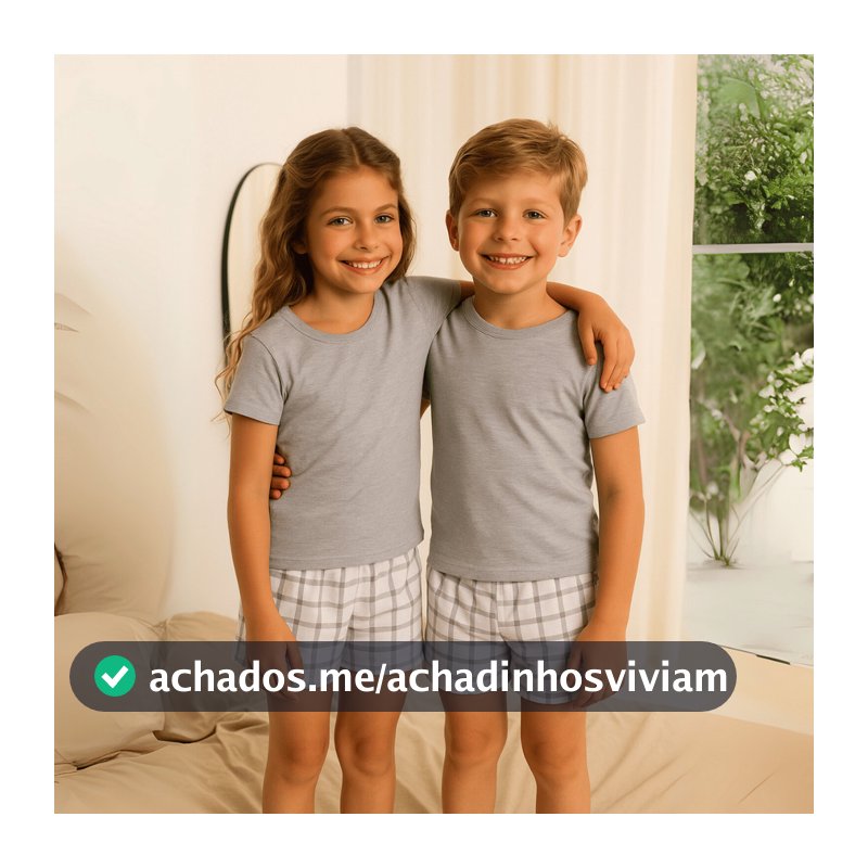 Pijama Infantil Menino Menina Criança Unissex Curto Verão Xadrez