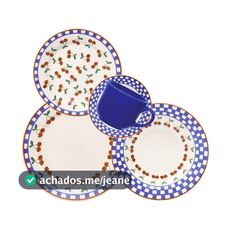 Aparelho de Jantar Chá 20 peças Donna Jardim de Cerejas