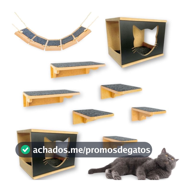 Parque Gato Reforçado Envio Montado e Parafusado Prateleira Para Gato Kit Playground Gato Seguro