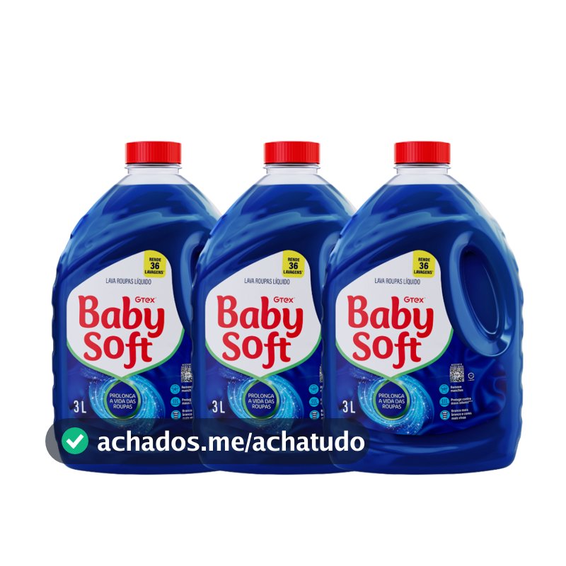 Kit 3 Lava Roupas Liquido Baby Soft Max Performance Azul - 3L